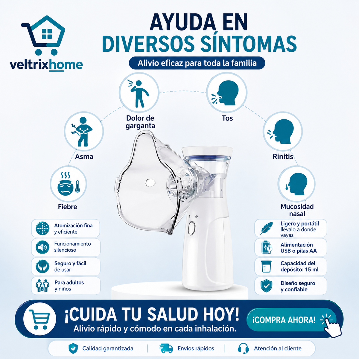 Nebulizador portátil recargable